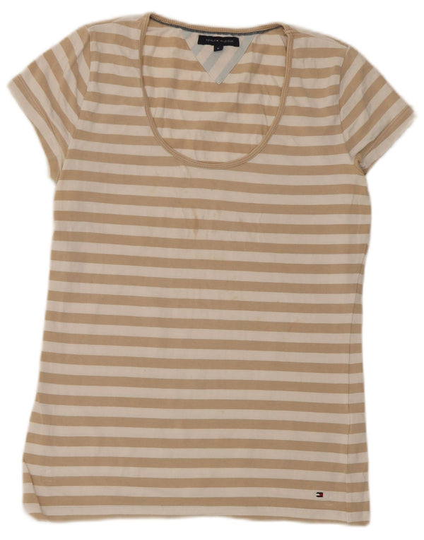 T-shirt da donna Tommy Hilfiger Top UK 12 Cotone a righe beige medio
