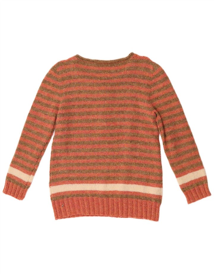 Maglione vintage da donna con collo a bottoni, UK 10, piccolo a righe rosse