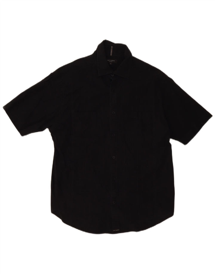 Ted Baker Camicia a maniche corte da uomo taglia 4 grande in cotone nero