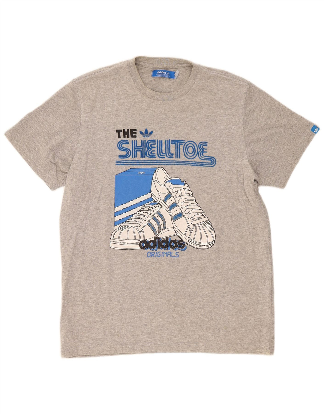 T-shirt grafica da uomo Adidas Top in cotone grigio medio
