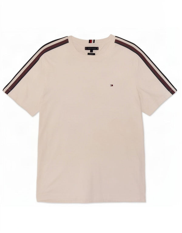 Tommy Hilfiger Uomo Regular Fit T-shirt Top Large in cotone bianco