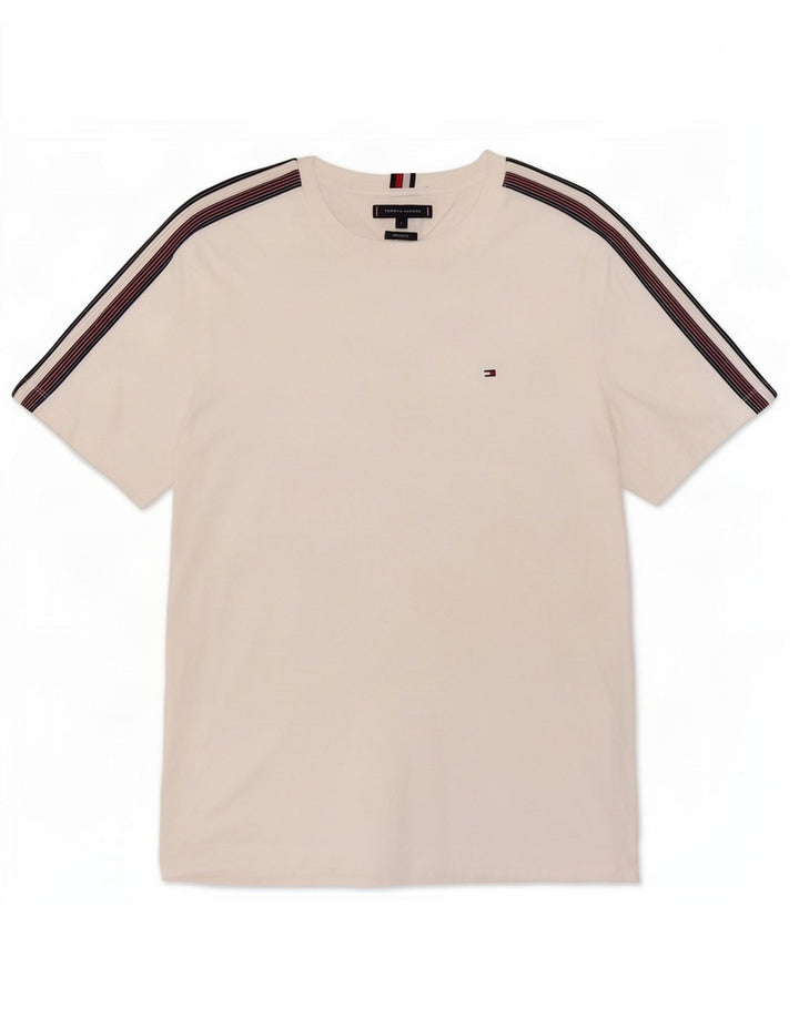 Tommy Hilfiger Uomo Regular Fit T-shirt Top Large in cotone bianco