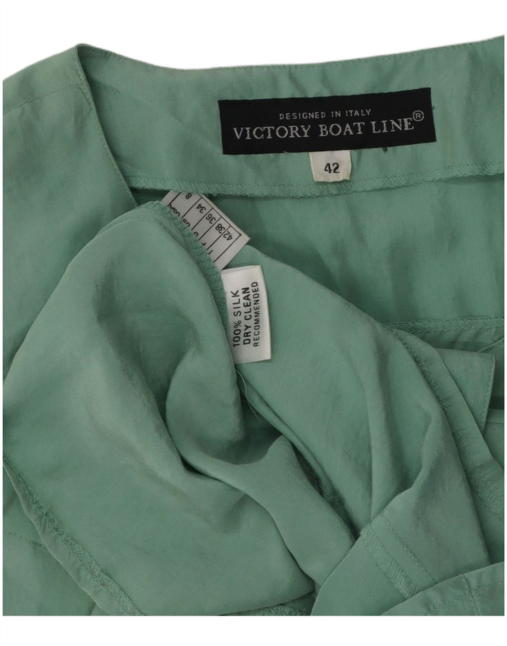 Camicia vintage da donna a maniche corte IT 42 Seta verde medio