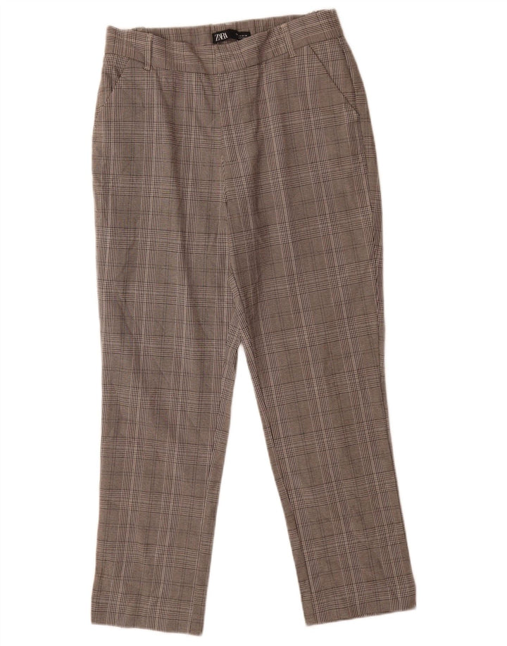 Pantaloni da abito slim corti Zara da donna piccoli W26 L24 pied de poule grigi