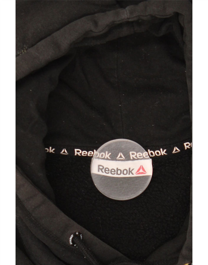 Felpa con cappuccio grafica Reebok da uomo grande nera