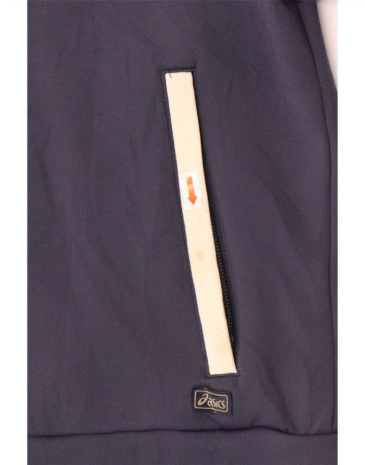 ASICS Womens Full Tracksuit UK 14 Medium  Navy Blue Colourblock Polyamide