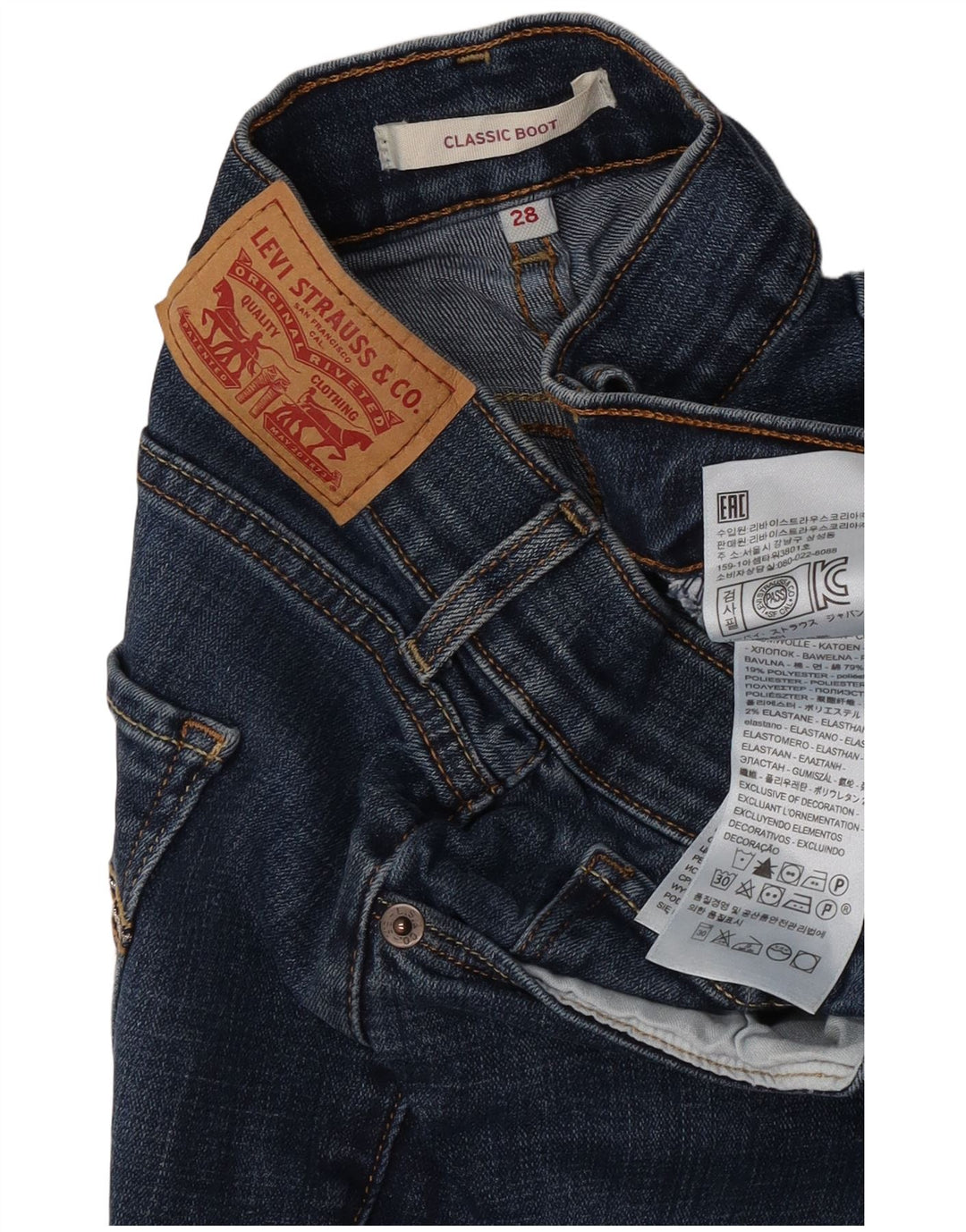 Jeans bootcut classici da donna Levi's W28 L32 cotone blu