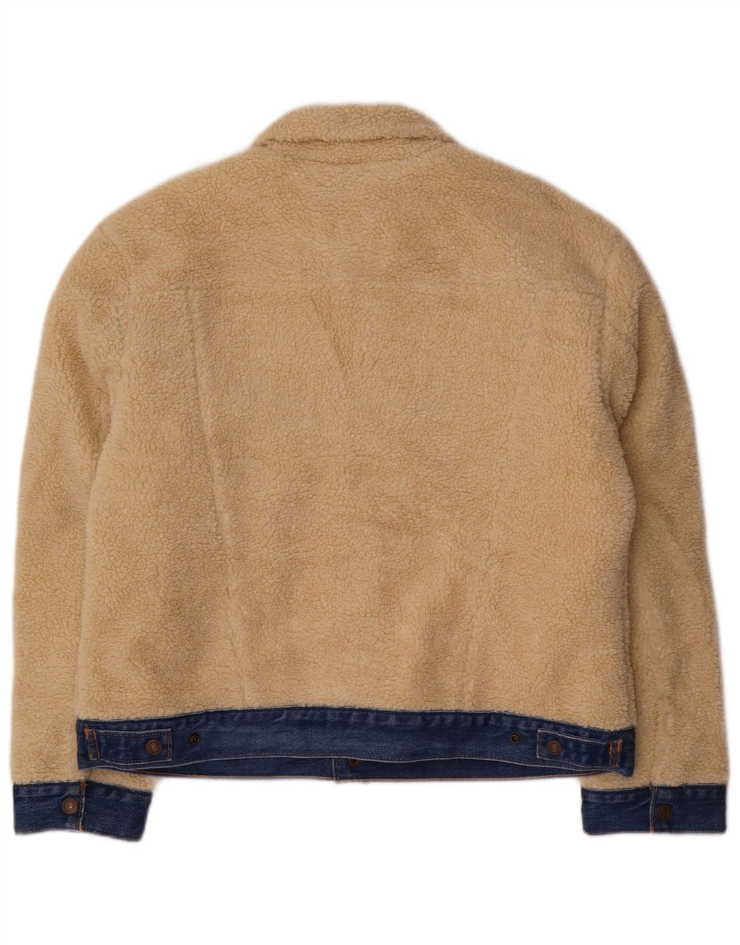 Giacca in pile di jeans corta da donna Levi's UK 16 Large Beige Colourblock