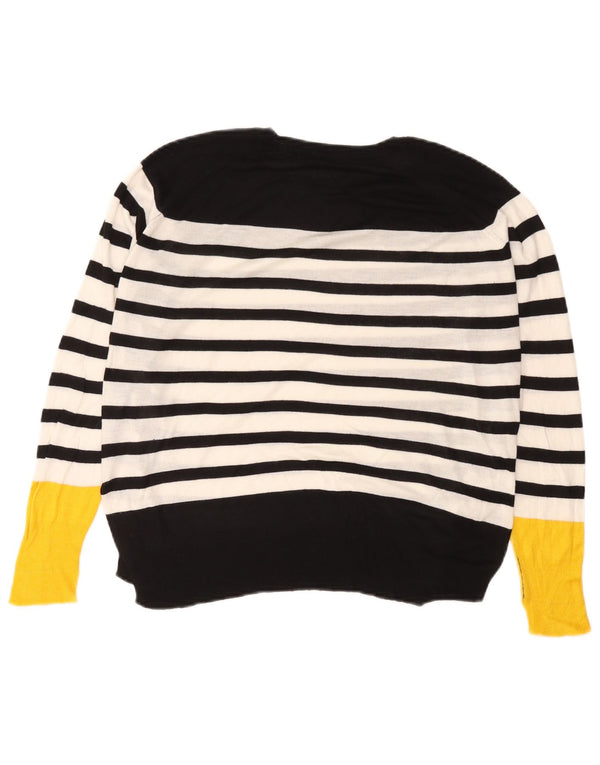 Maglione Zara da donna oversize con scollo a barca UK 10 piccolo a righe nere