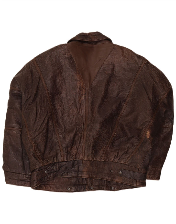 Giacca in pelle vintage da uomo IT 52 XL Marrone