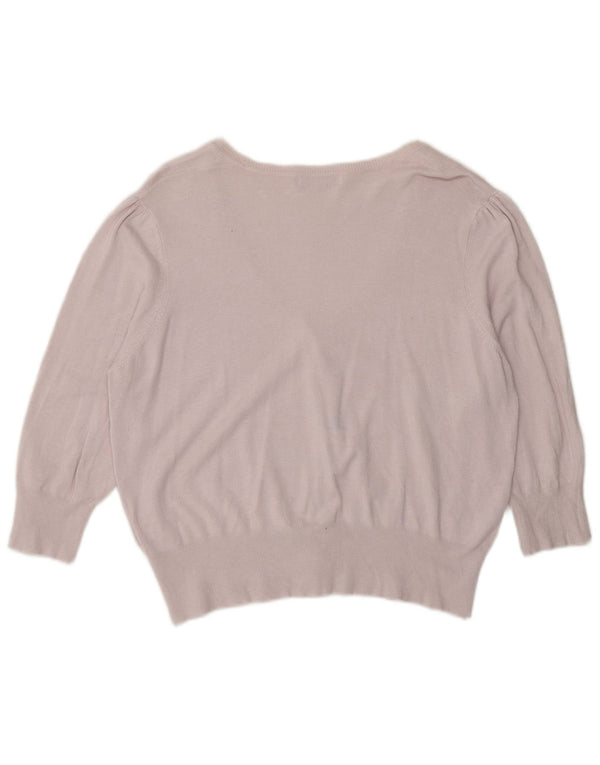Maglione cardigan con maniche a 3/4 da donna Marks & Spencer UK 20 2XL Viscosa rosa