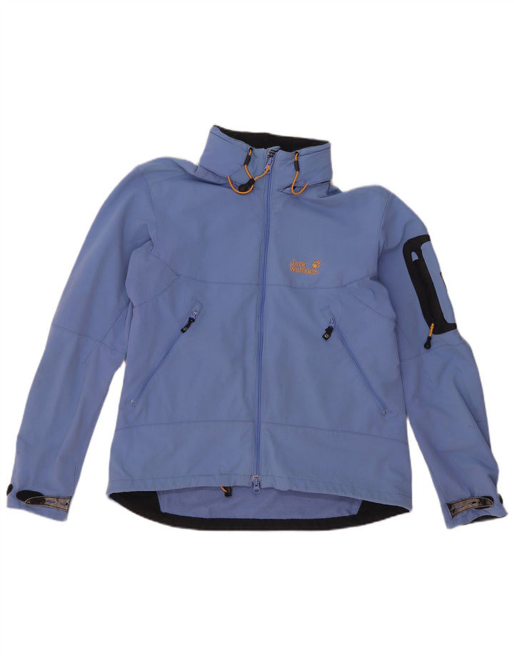 Giacca antipioggia con cappuccio da donna Jack Wolfskin UK 14/16 Large Blu Poliammide