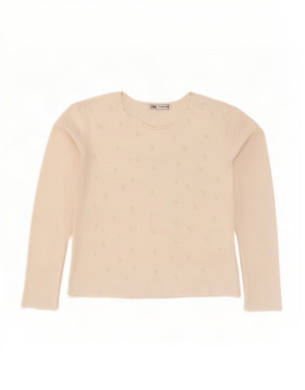 Maglione Zara da donna con scollo a barca UK 10 piccolo in viscosa bianca