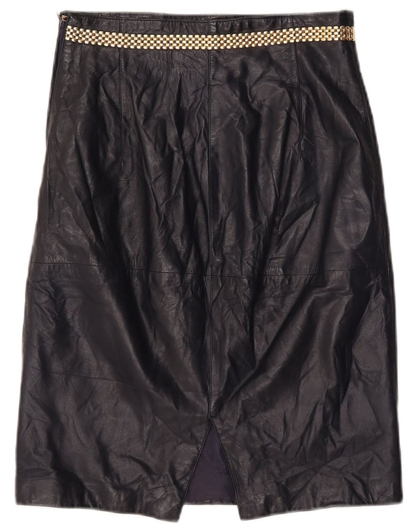 Gonna in pelle vintage da donna IT 46 media W26 in pelle blu navy