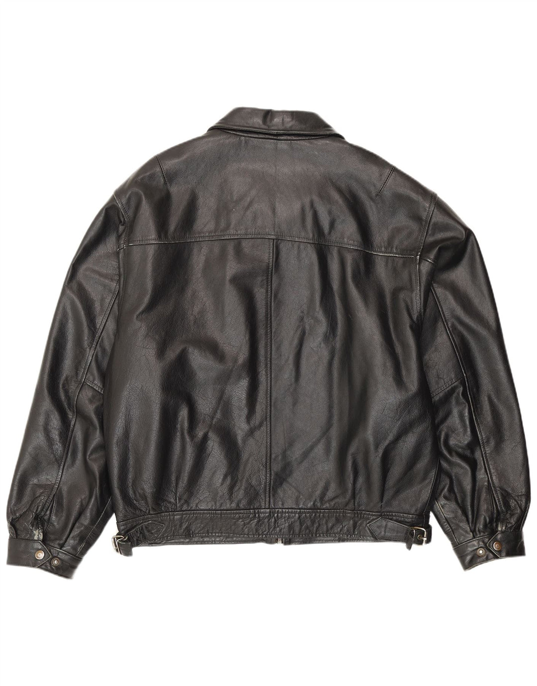 Giacca bomber in pelle da uomo vintage IT 54 2XL Pelle nera