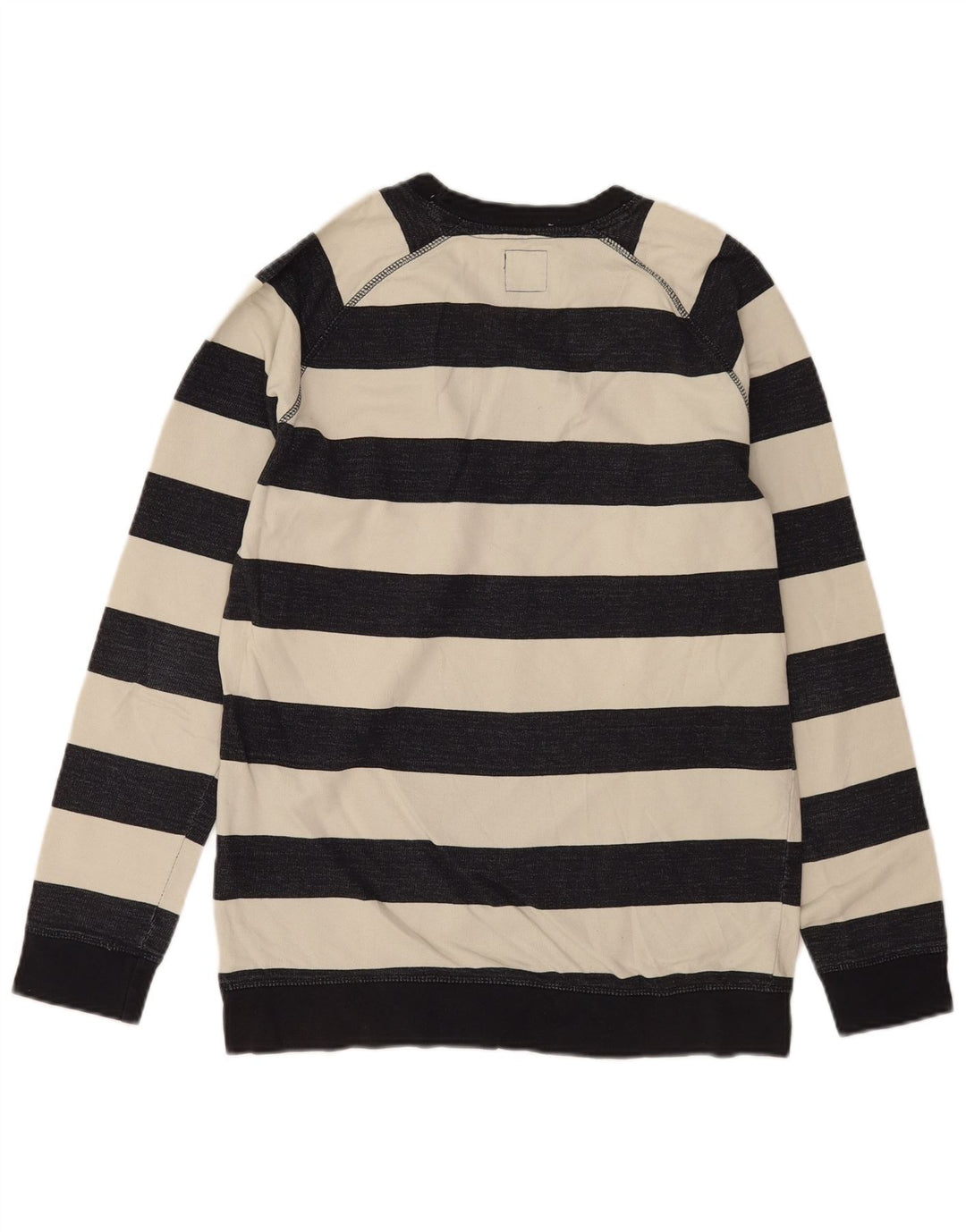 Felpa Zara da uomo maglione XL in cotone a righe bianco sporco