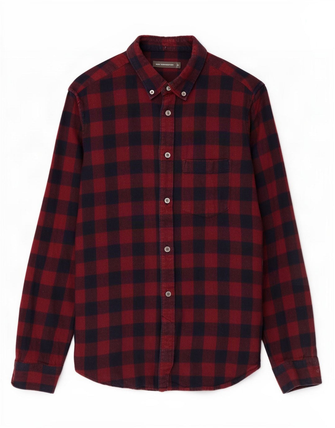 Camicia da uomo in flanella French Connection piccola in cotone a quadri bordeaux