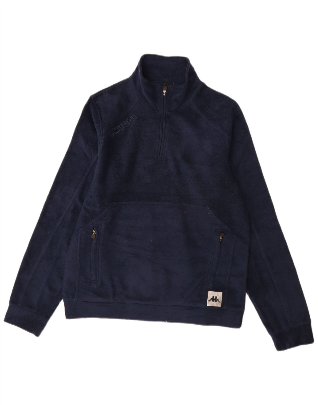 Maglione in pile Kappa da uomo con grafica con zip e collo medio in poliestere blu navy