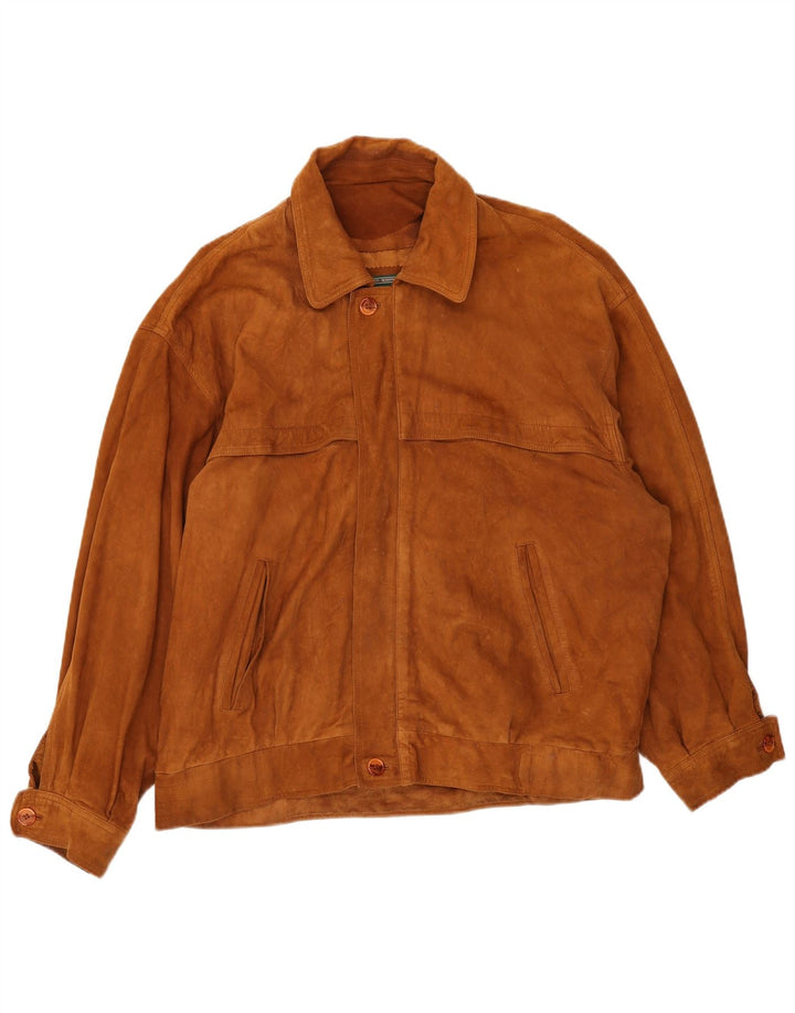 Giacca vintage in pelle scamosciata da uomo IT 52 XL in pelle marrone