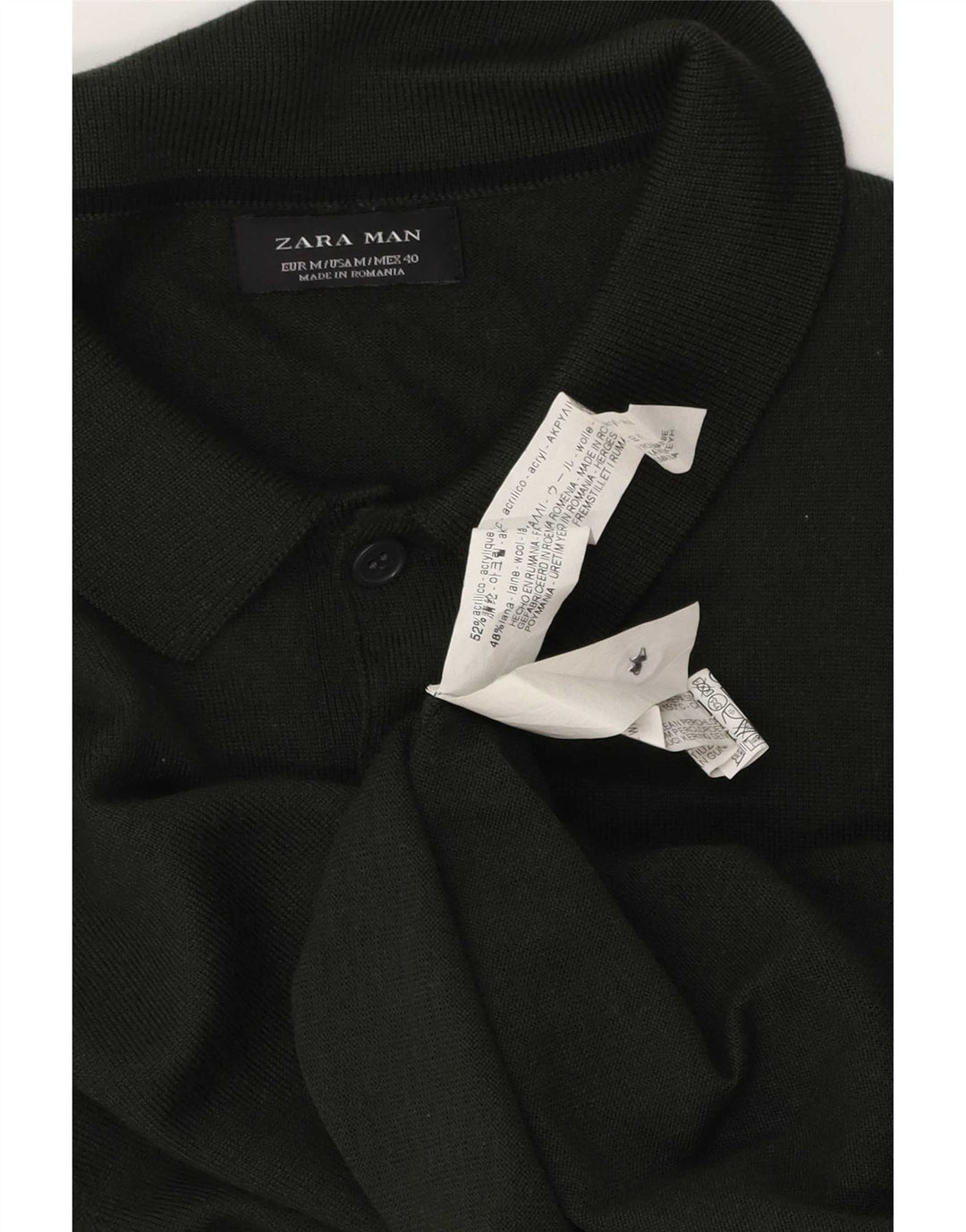 Maglione Zara da uomo con collo alto in acrilico verde medio