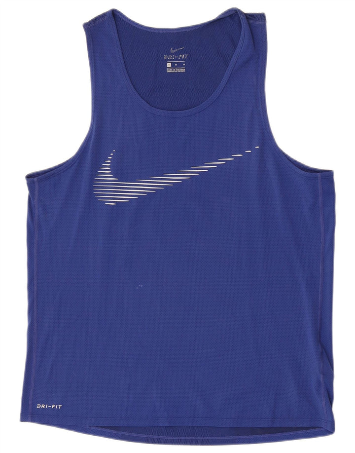 Canotta grafica Nike Dri Fit da uomo in poliestere blu medio