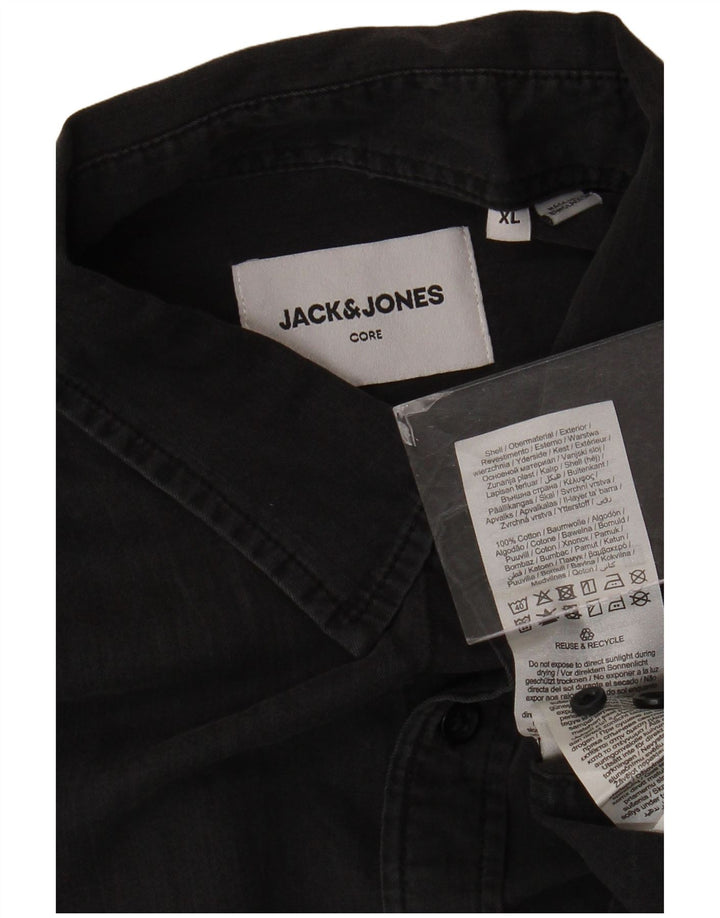 Camicia di jeans da uomo Jack & Jones XL in cotone grigio