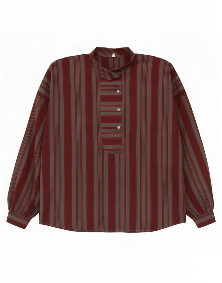 Camicia pullover oversize da donna vintage EU 40 a righe bordeaux medie