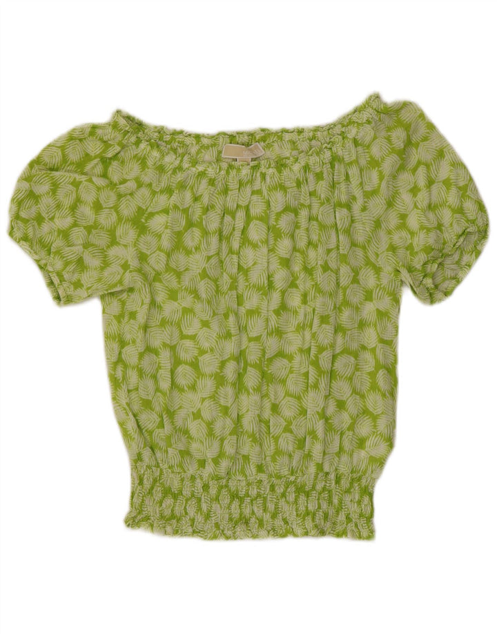 MICHAEL KORS Top oversize da donna con spalle scoperte UK 10 Piccolo verde floreale