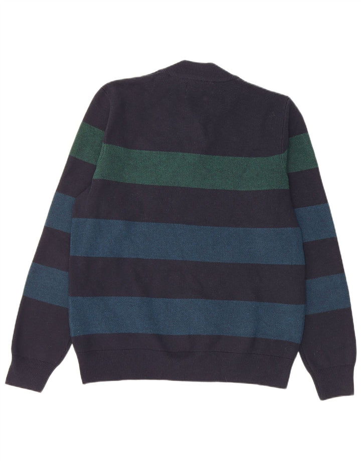 Maglione da uomo Marks & Spencer con zip e collo medio a righe blu navy
