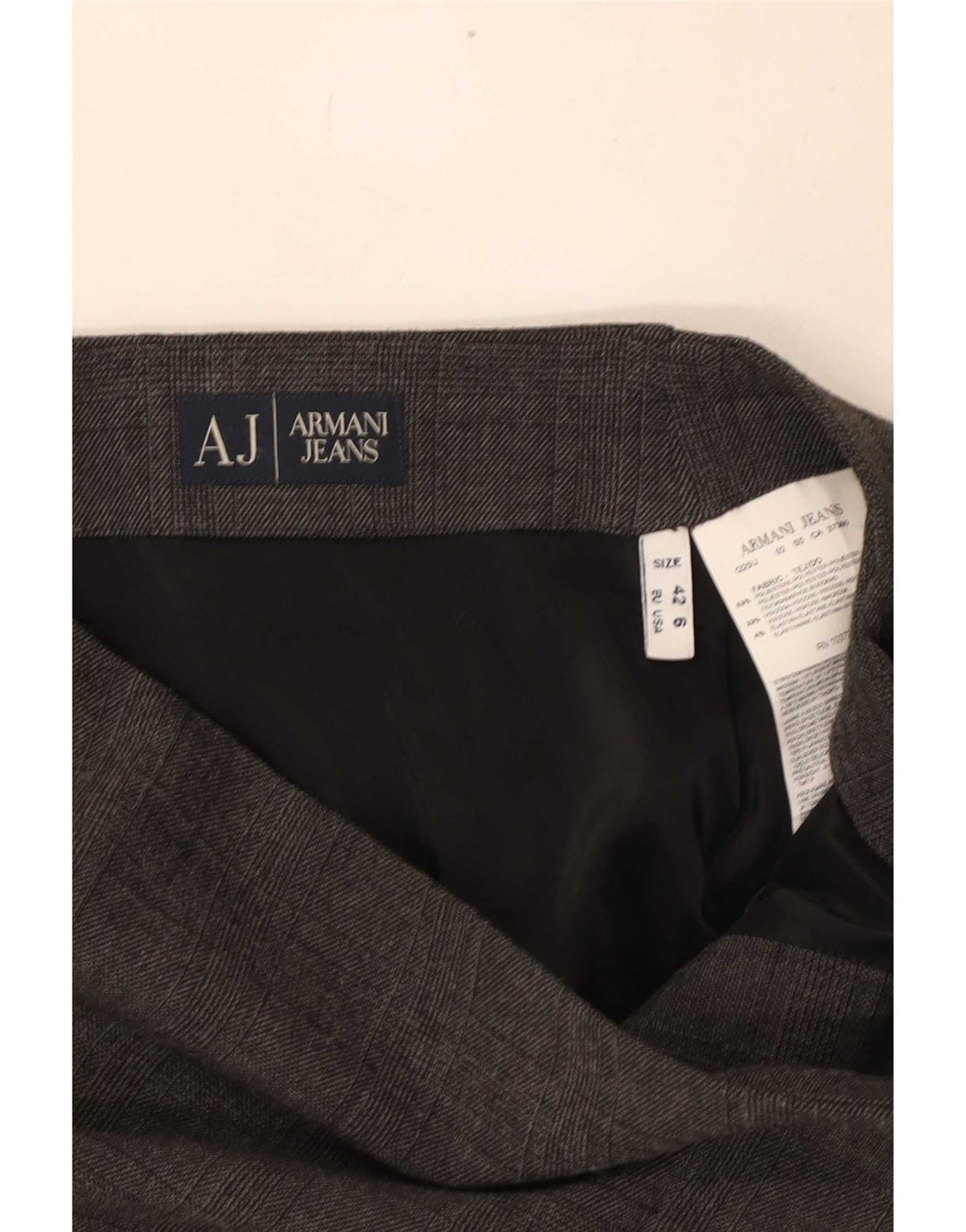 Gonna a portafoglio da donna Armani US 6 Media W28 Poliestere a quadri grigio