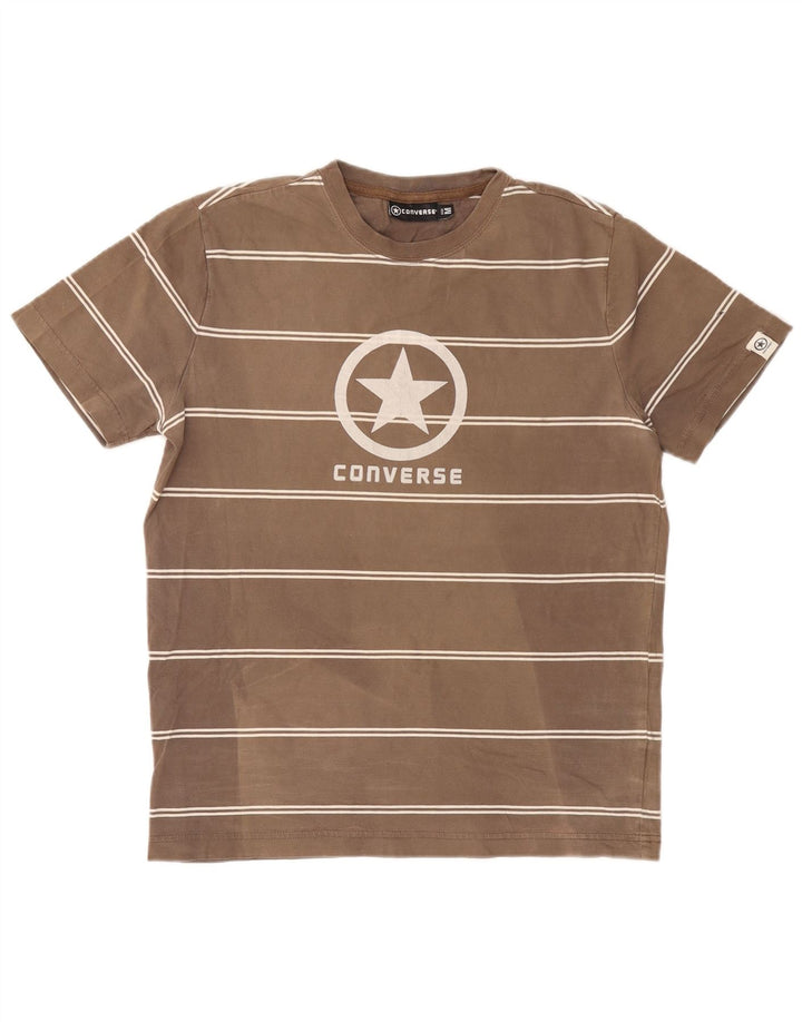 Converse T-shirt grafica da uomo Top in cotone a righe marrone medio