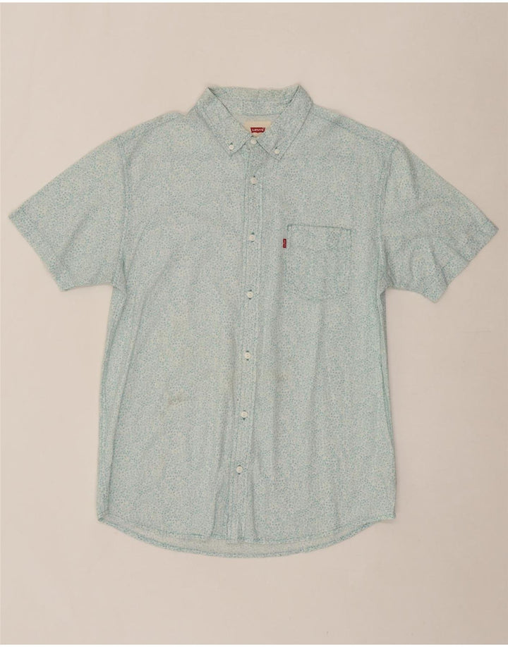 LEVI'S Mens Short Sleeve Shirt Medium Blue Floral Cotton Vintage Levi's and Second-Hand Levi's from Messina Hembry 