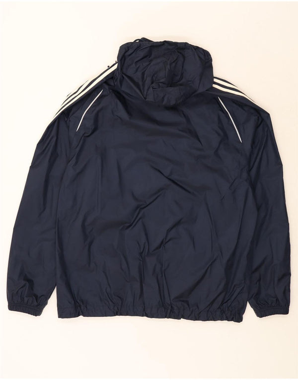 Giacca antipioggia da uomo ADIDAS con cappuccio UK 40 Large in nylon blu navy