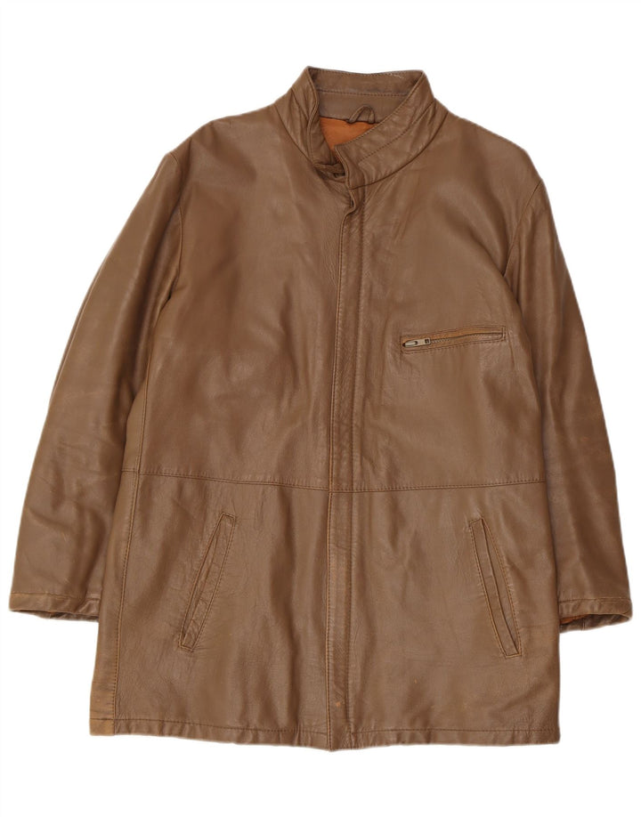 Giacca in pelle da donna vintage IT 48 XL in pelle marrone