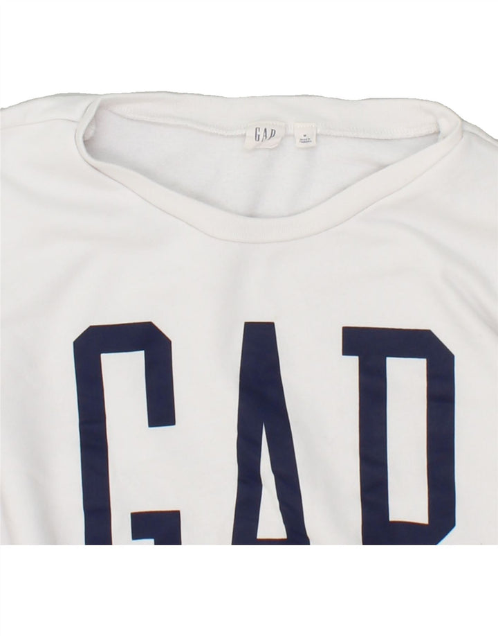 GAP Womens Graphic Sweatshirt Jumper UK 14 Medium White Cotton | Vintage Gap | Thrift | Second-Hand Gap | Used Clothing | Messina Hembry 