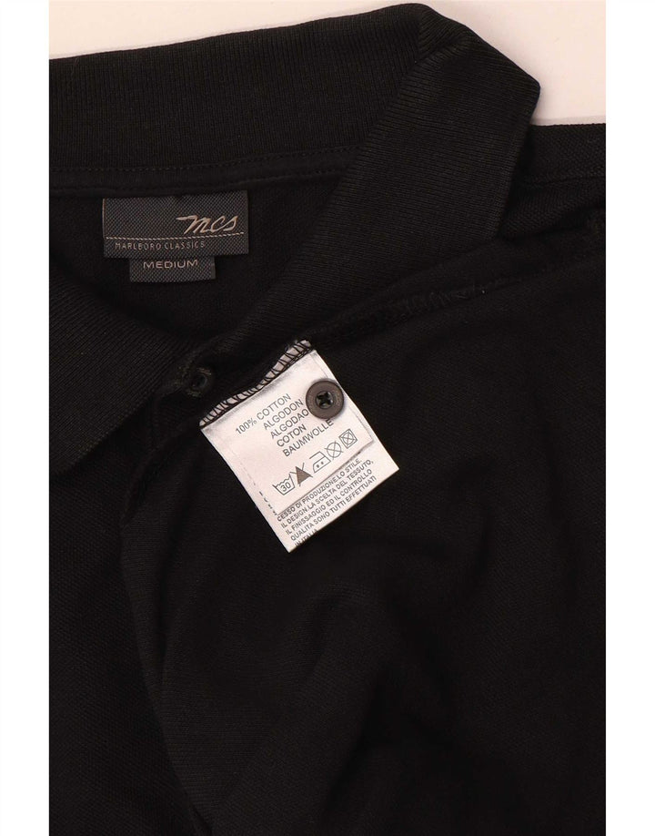 Polo da uomo a maniche lunghe Marlboro Classics in cotone nero medio