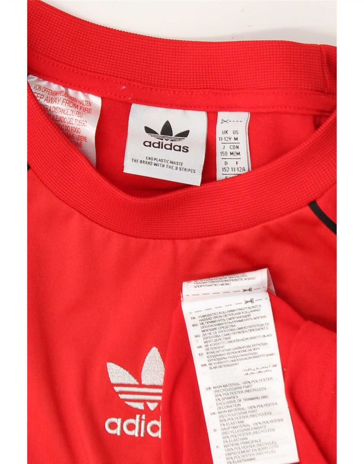 Maglietta Adidas da ragazzo, 11-12 anni, in poliestere color block rosso