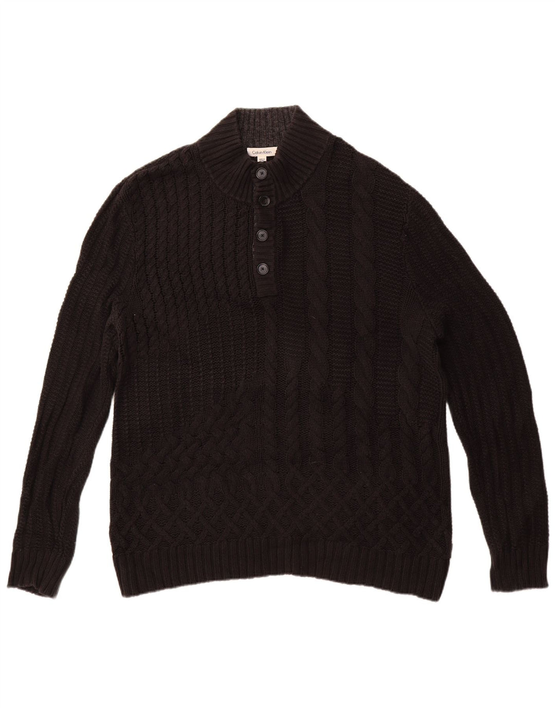 Maglione da uomo Calvin Klein con collo a bottoni XL in cotone nero