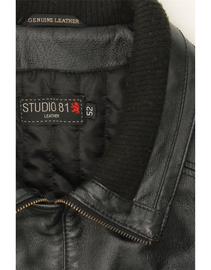 STUDIO 81 Mens Leather Coat IT 52 XL Black Leather Vintage Studio 81 and Second-Hand Studio 81 from Messina Hembry 