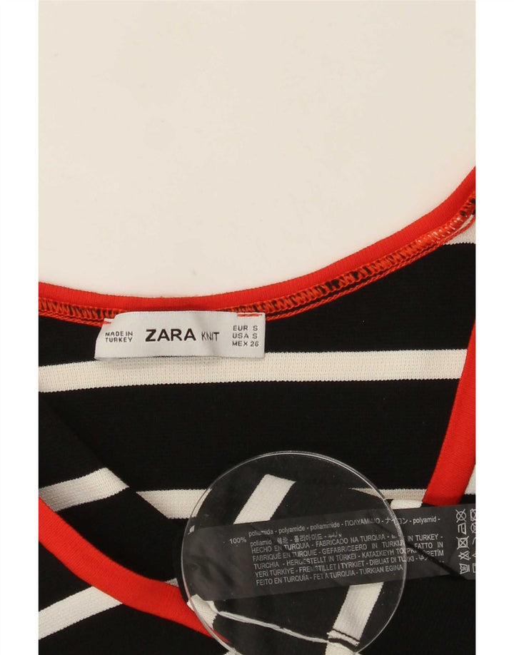 Top Zara da donna a maniche lunghe UK 8 Small in poliammide a righe nere