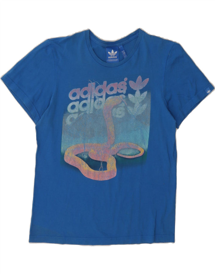T-shirt grafica da uomo ADIDAS Top in cotone blu medio