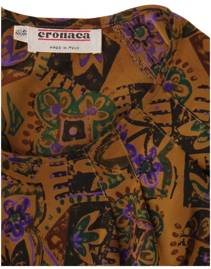 Camicetta a maniche lunghe da donna VINTAGE IT 46 Grande floreale marrone
