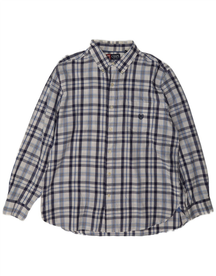 Camicia in flanella da uomo Chaps XL in cotone scozzese blu navy