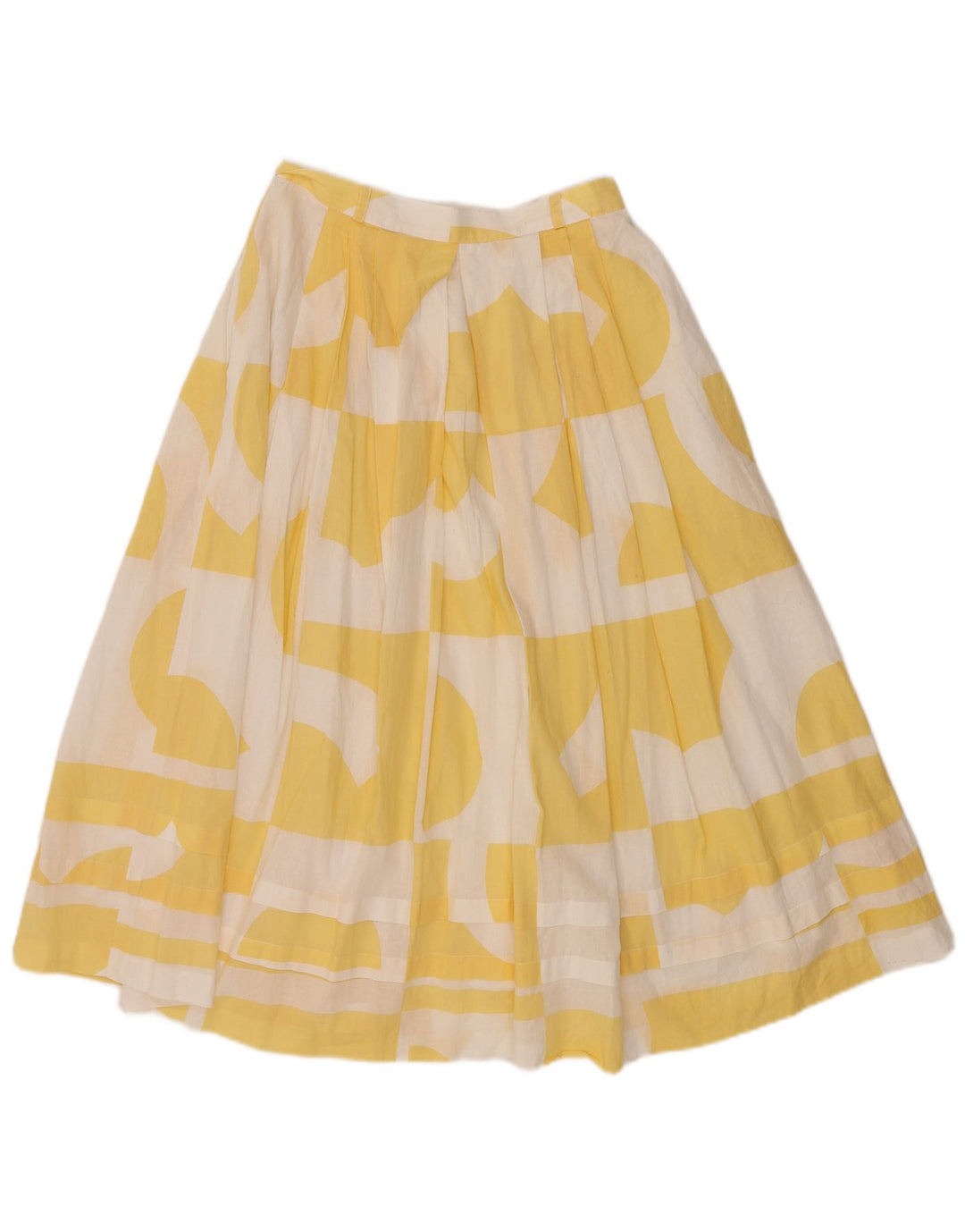 Gonna a trapezio da donna VINTAGE EU 40 media W28 cotone geometrico giallo