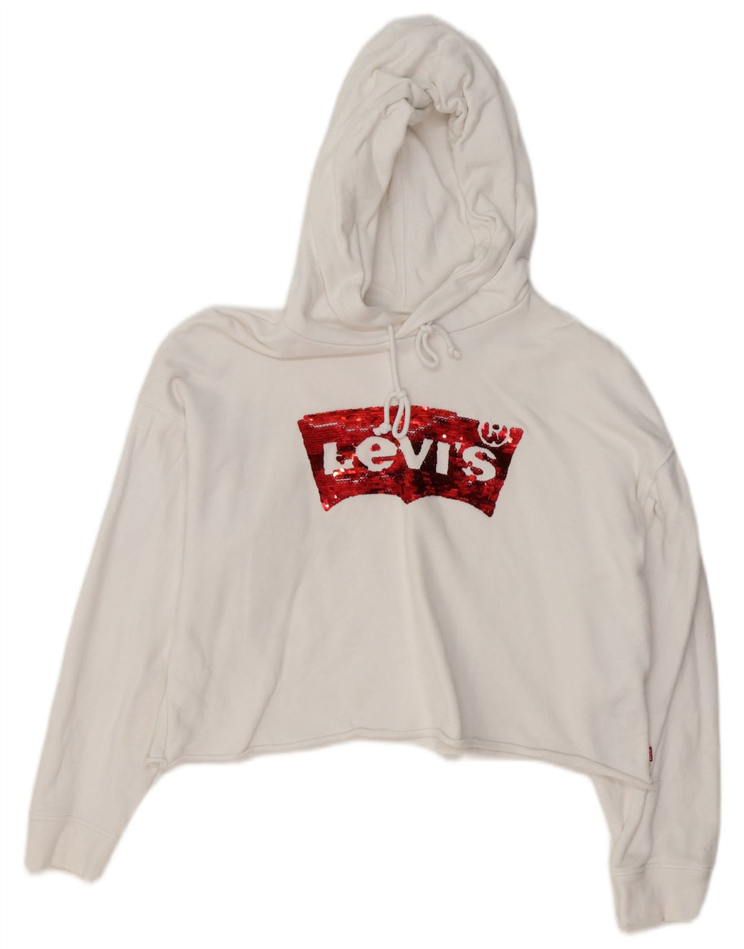 Maglione corto con cappuccio oversize da donna LEVI'S UK 14 cotone bianco medio