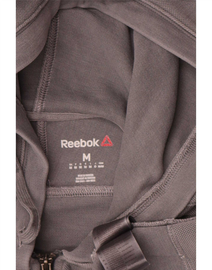 Maglione con cappuccio e zip da uomo Reebok in cotone grigio medio