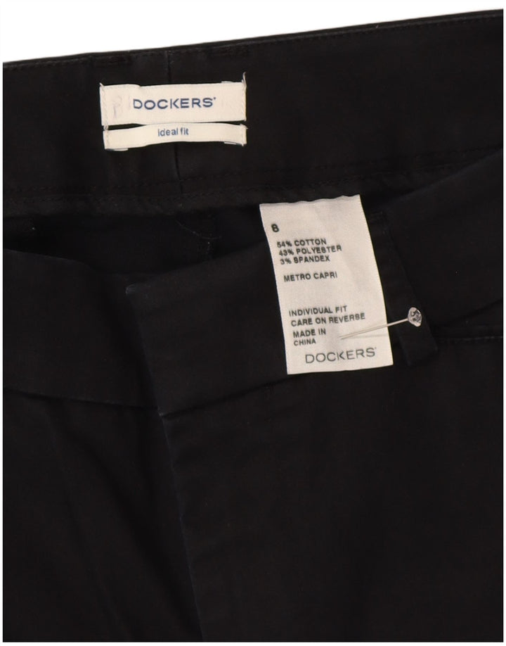 DOCKERS Pantaloni Capri Ideal Fit da donna US 8 Medium W30 L22 Neri