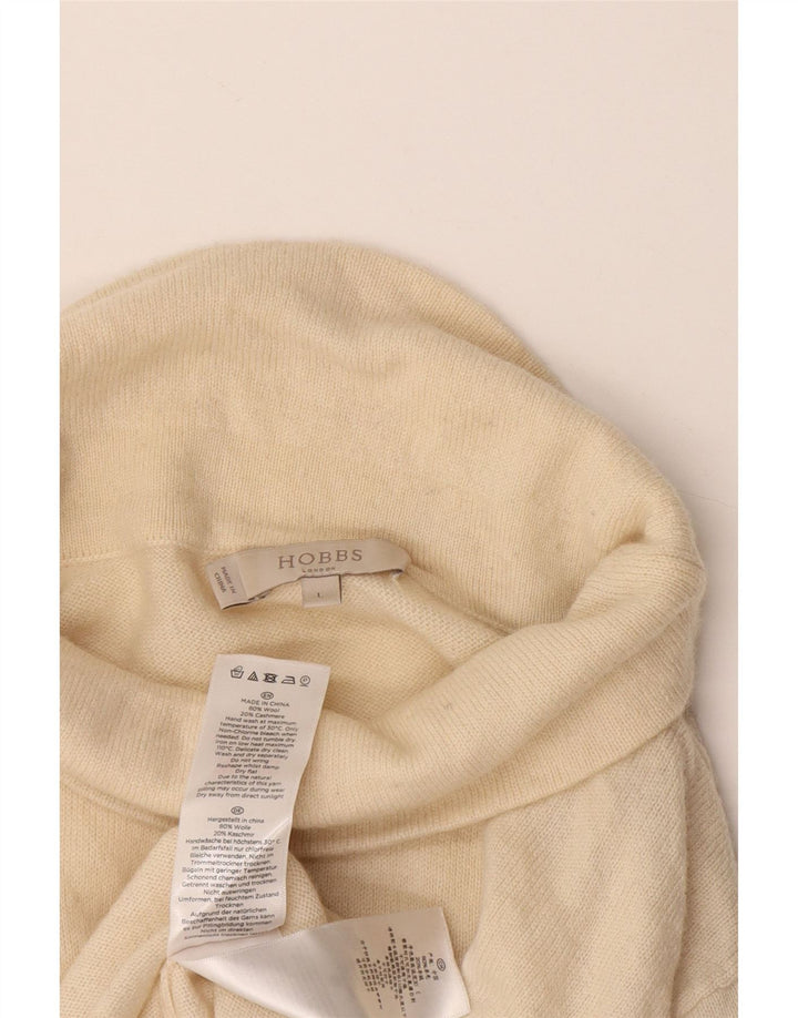 Maglione maglione a collo alto da donna Hobbs UK 14 grande lana beige