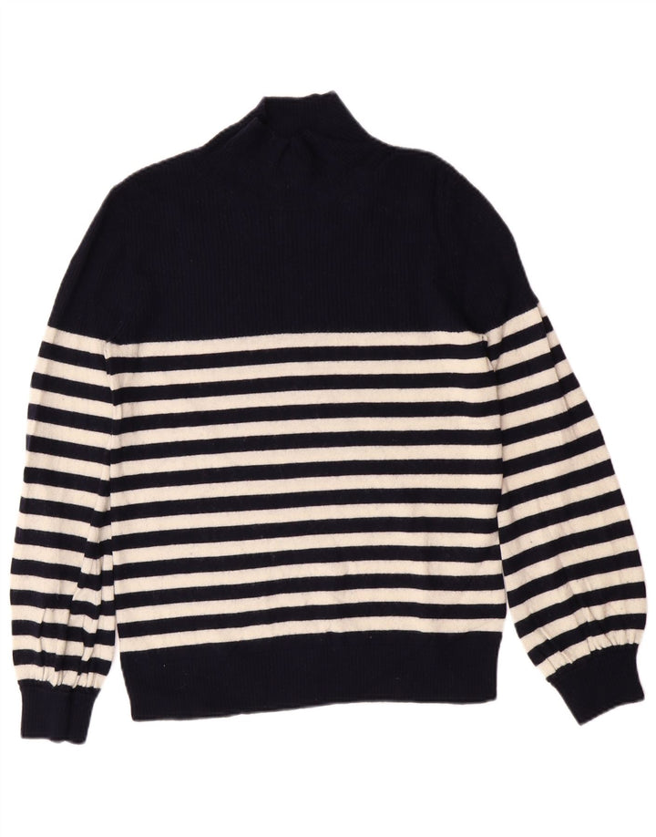 WHISTLES Maglione da donna con collo alto e maglione UK 10 Piccolo a righe blu navy