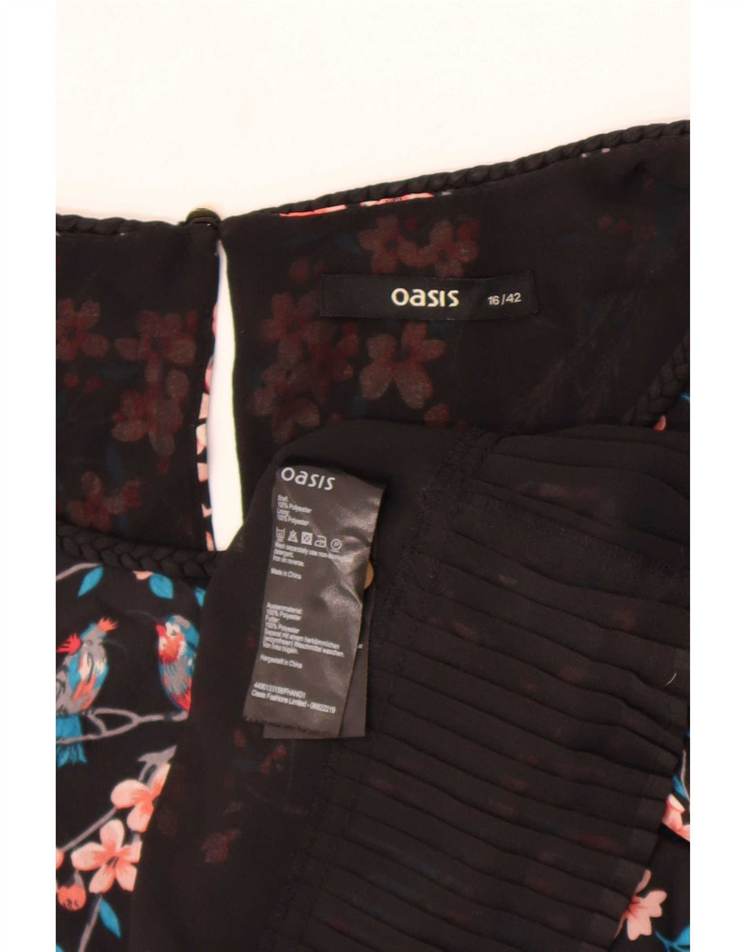 Camicetta senza maniche da donna Oasis UK 16 Grande poliestere floreale nero